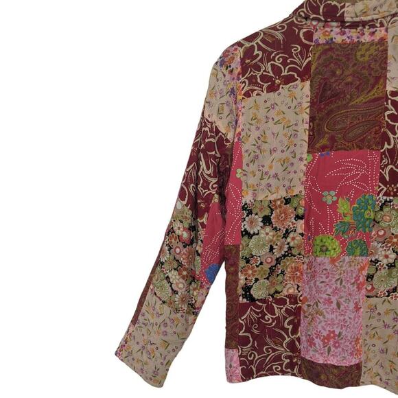 VTG Casual Studio Quilted Floral Patchwork Blazer Coat Artsy Wearable Art Small - Picture 6 of 15